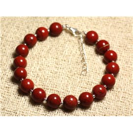 Bracciale Argento 925 e pietra semipreziosa - Diaspro Rosso 8mm