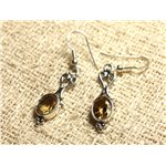 BO208 - Boucles d'Oreilles Argent 925 26mm - Citrine Facettée 8x6mm 