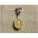 Collier Pendentif Pierre - Citrine Olive Facettée 18mm N6 