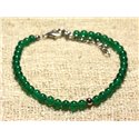 Bracelet Argent 925 et Pierre semi précieuse Onyx Vert 4mm