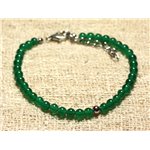 Bracelet Argent 925 et Pierre semi précieuse Onyx Vert 4mm