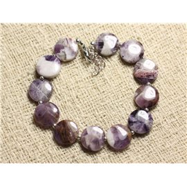 925 Silver and Stone Bracelet - Amethyst Chevron Palets 12mm 