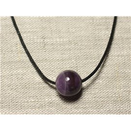 Collana con ciondolo in pietra semipreziosa - pallina di ametista 14 mm 