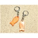 Boucles d'Oreilles Nacre Poissons 23mm Orange 