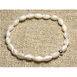 Bracelet Argent 925 et Perles de Nacre Blanche irisée 8x5mm
