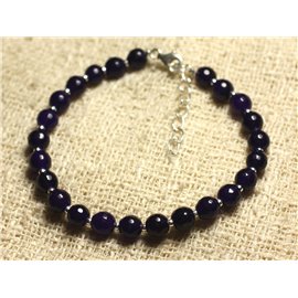 Armband 925 Silber und Stein - Facettiertes Jadeviolett 6mm 