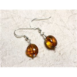 925 silver earrings and natural amber Olives 9-10mm 