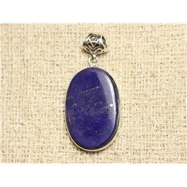 N33 - Pendant Silver 925 and Stone - Lapis Lazuli Oval 30x19mm 