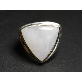 N347 - Anello in argento 925 e pietra di luna triangolare da 25 mm 