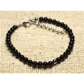 Armband Silber 925 und Halbedelstein Black Onyx 4mm