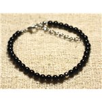 Bracelet Argent 925 et Pierre semi précieuse Onyx Noir 4mm