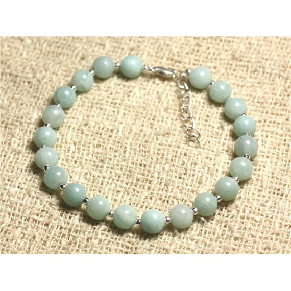 Bracelet Argent 925 et Pierre - Amazonite 6mm