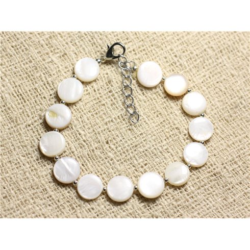 bracelet Moon white mother of pearl - Jeanne Voilier, soies de jour et  bijoux précieux