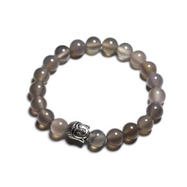 Pulsera Buda y piedras semipreciosas - Ágata gris 