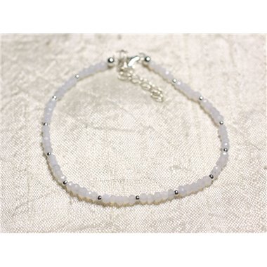 Bracelet Argent 925 et Pierre - Calcédoine Bleue rondelles facettées 3mm 