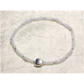 Bracelet Argent 925 et Pierre - Calcédoine Bleue rondelles facettées 3mm  Bracelet Argent 925 et Pierre - Calcédoine Bleue rondelles facettées 3mm