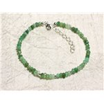 Bracelet Argent 925 et Pierre - Chrysoprase rondelles facettées 3mm 