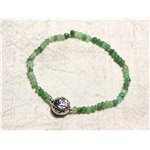 Bracelet Argent 925 et Pierre - Chrysoprase rondelles facettées 3mm 