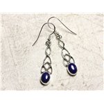 BO241 - Boucles d'Oreilles Argent 925 et Pierre Lapis Lazuli Noeud Celtique 36mm 