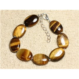 Bracelet Silver 925 and Stone - Tiger Eye Oval 18mm 