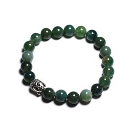 Buddha Armband und Halbedelstein - 8mm Moosachat 