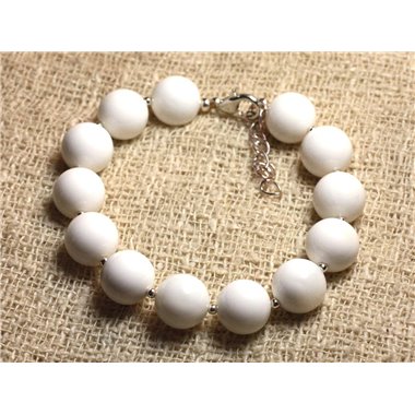 Bracelet Argent 925 et Nacre blanche opaque 10mm