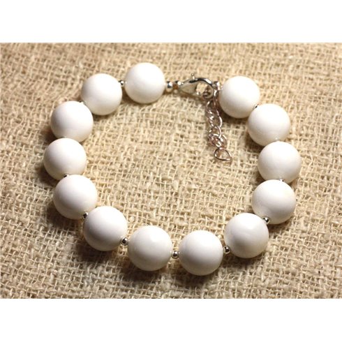 Bracelet Argent 925 et Nacre blanche opaque 10mm 