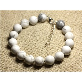 Armband Silber 925 und Halbedelstein - Howlite 10mm 