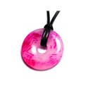 Collier Pendentif Pierre semi précieuse - Agate Rose Donut Pi 30mm 