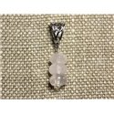 Collier Pendentif Pierre - Quartz Rose Rondelles Facettées 10mm 