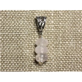 Stone Pendant Necklace - Rose Quartz Faceted Washers 10mm 