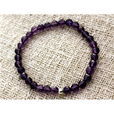 Bracelet Argent 925 et Améthyste Facettée 6mm