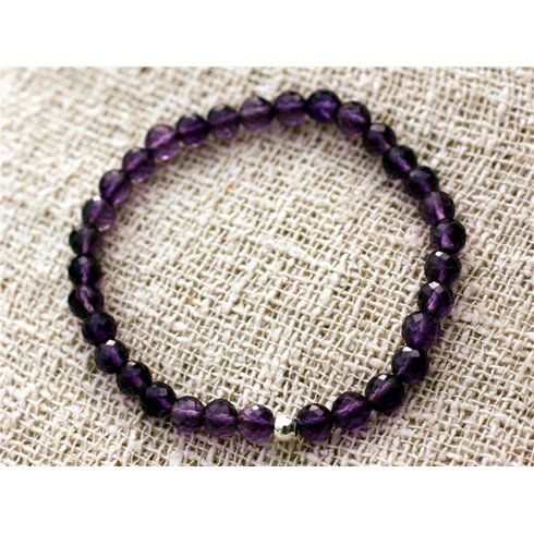 Bracelet Argent 925 et Améthyste Facettée 6mm 