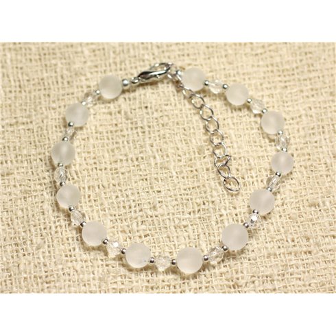 Bracelet Argent 925 et Pierre - Cristal de Roche Quartz 4 et 6mm 