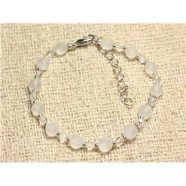 Bracelet Silver 925 and Stone - Rock Crystal Quartz 4 and 6mm 