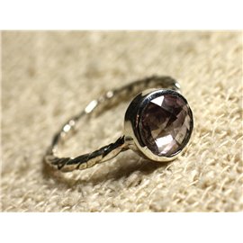 N225 - Ring Silver 925 and semi precious stone - Faceted Amethyst 7-8mm 