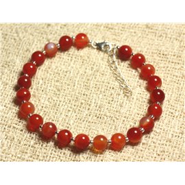 Bracciale Argento 925 e Pietra - Agata Rossa 6mm