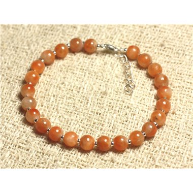 Bracelet Argent 925 et Pierre - Calcite Orange 6mm