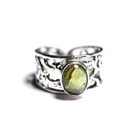 N224 - Anello Argento 925 e Pietra - Peridoto Ovale 9x7mm 