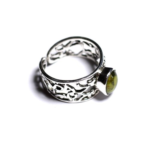 N224 - Bague Argent 925 et Pierre - Péridot Ovale 9x7mm