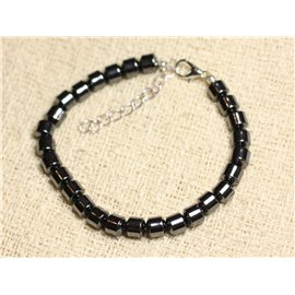 Bracciale in Argento 925 e Pietra - Cilindri Ematite 6mm 