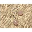 Boucles d'Oreilles Argent 925 et Pierre - Quartz Rose 10mm