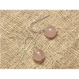 925 Silver and Stone Earrings - Rose Quartz 10mm