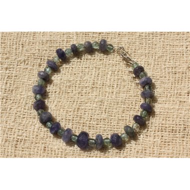 Bracelet Argent 925 Apatite 3-4mm et Tanzanite Facettée 6-9mm