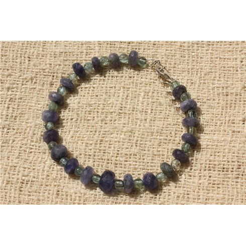 Bracelet Argent 925 Apatite 3-4mm et Tanzanite Facettée 6-9mm 