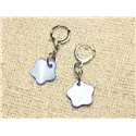 Boucles d'Oreilles Nacre Fleurs 15mm Bleu 