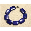 Bracelet Argent 925 et Pierre - Lapis Lazuli Rectangles 18mm 