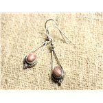 BO212 - Boucles d'Oreilles Argent 925 30mm - Rhodochrosite Ovales 9x7mm 