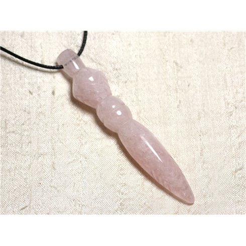 Collier pendentif en pierre - Grand Pendule Egyptien Thot gravé 100mm Quartz Rose 