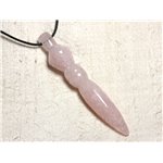 Collier pendentif en pierre - Grand Pendule Egyptien Thot gravé 100mm Quartz Rose 